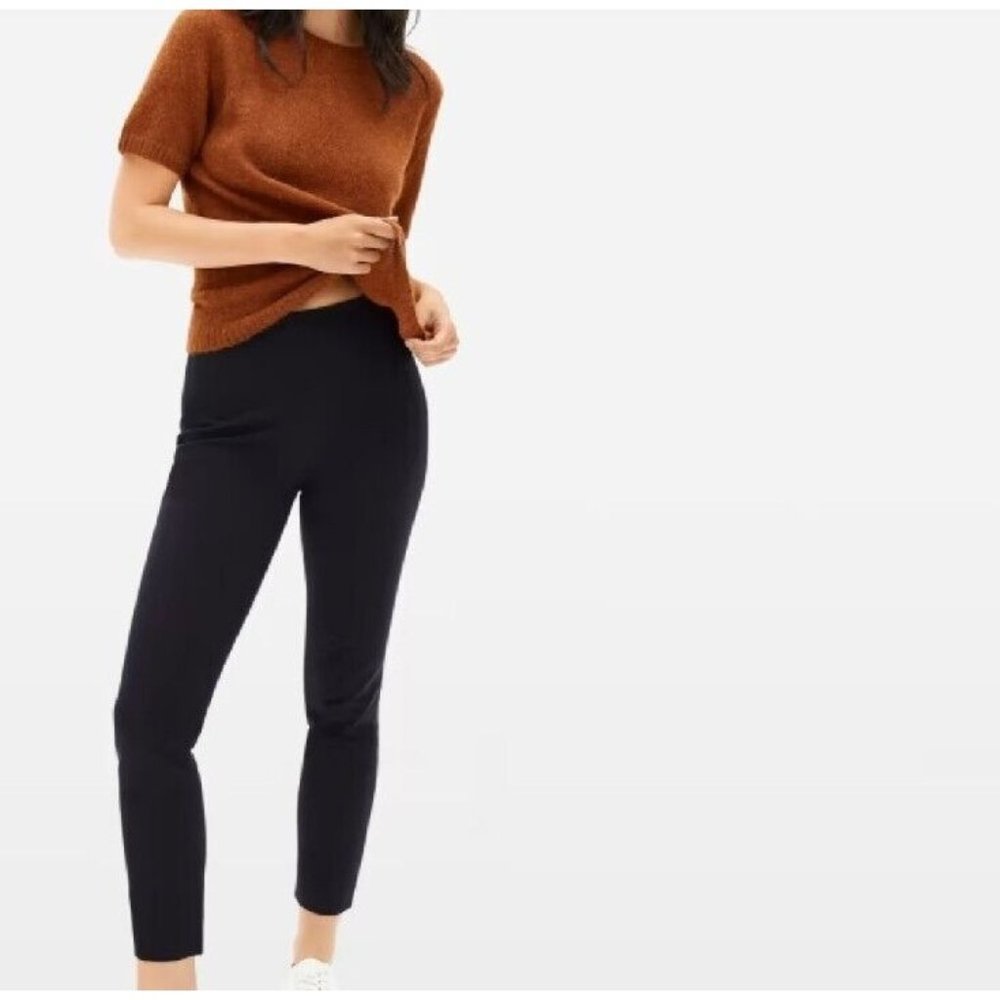 NEW Everlane Womens The Side-Zip Stretch Cotton Pant Sz 0 Black Work Ankle Pants
